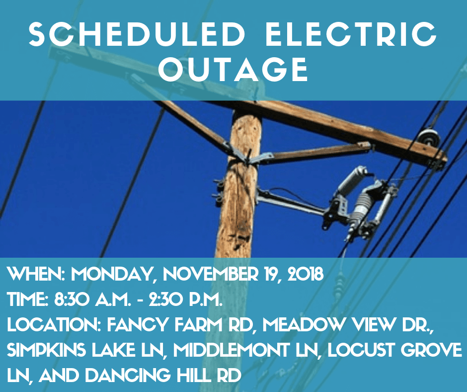 Scheduled Electric Outage- Monday, November 19th