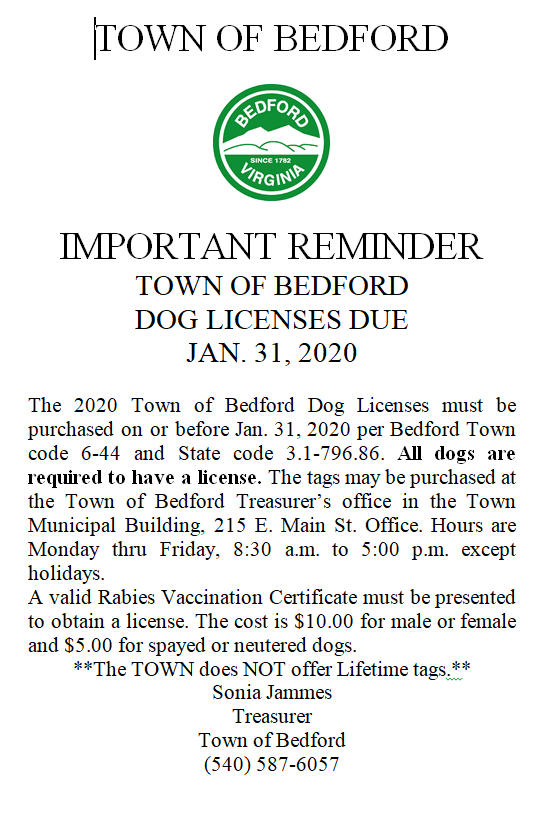 2020 Dog License Reminder