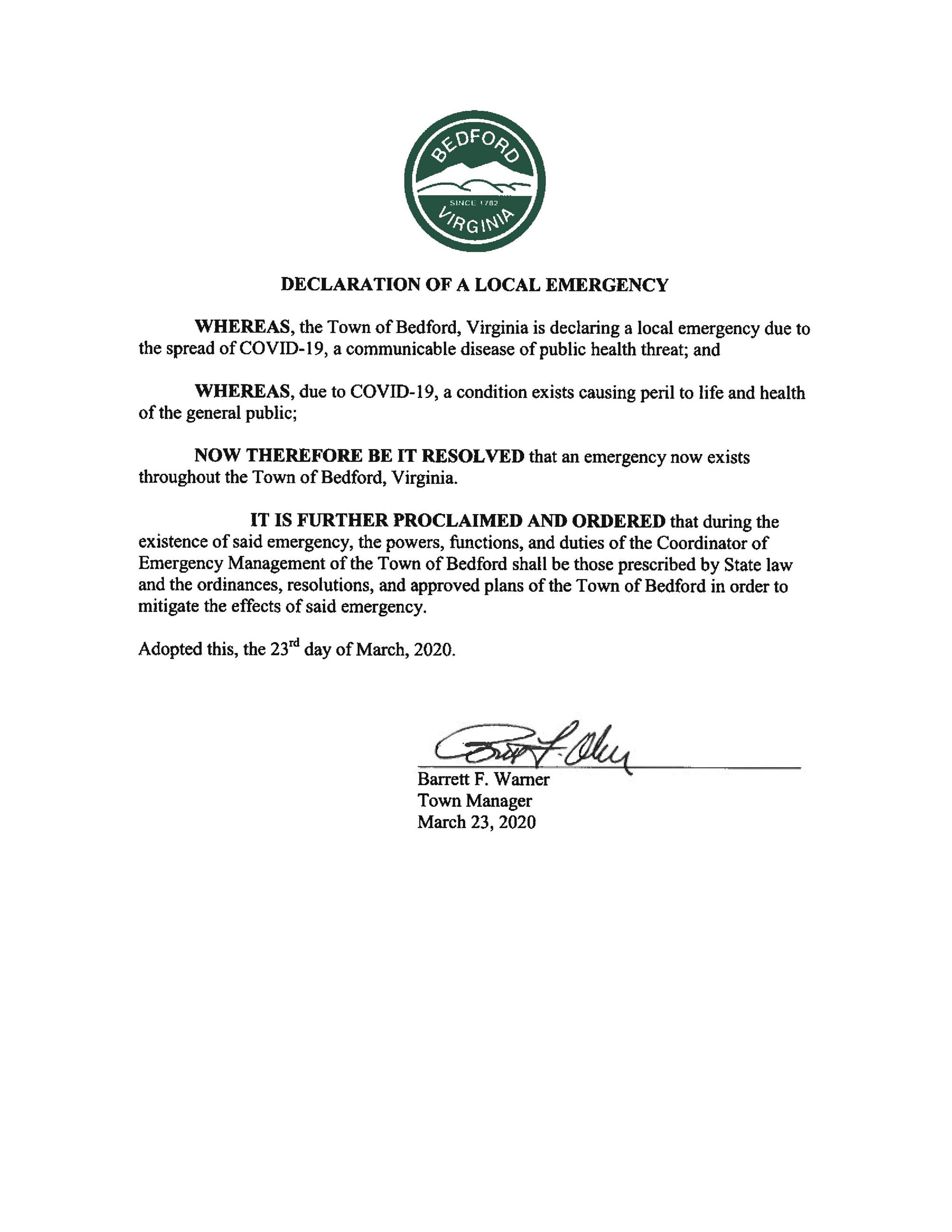 Local Emergency Declaration 032320